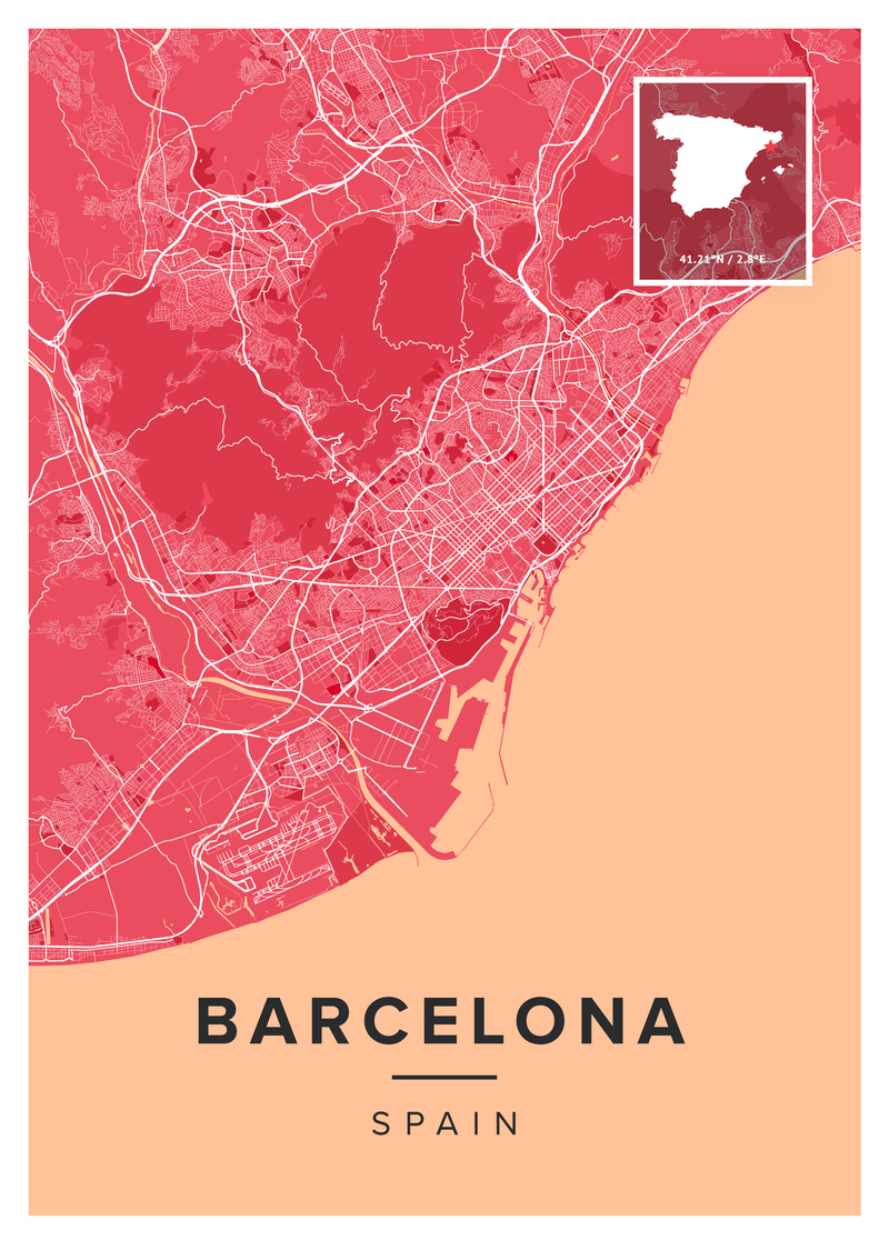 Barcelona Map Print