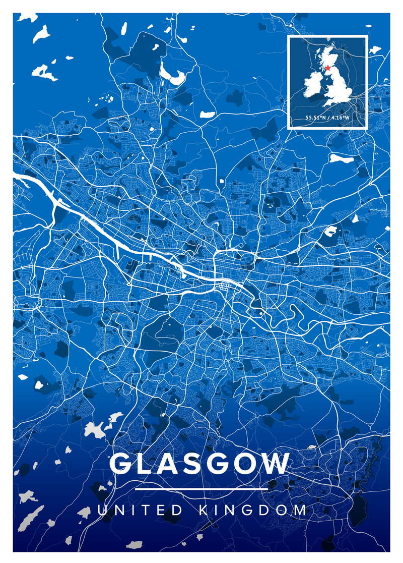 Glasgow Map Print