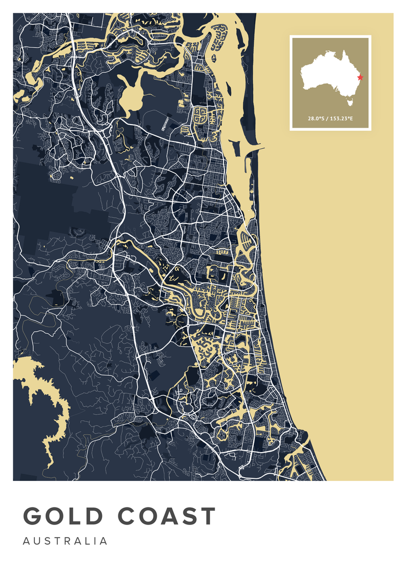 Gold Coast Map Print