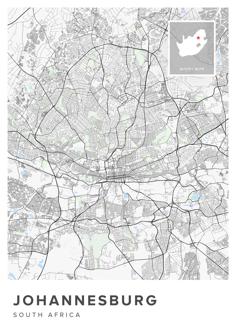 Johannesburg Map Poster