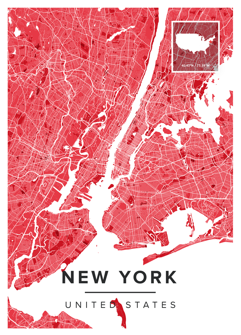 New York Map Print