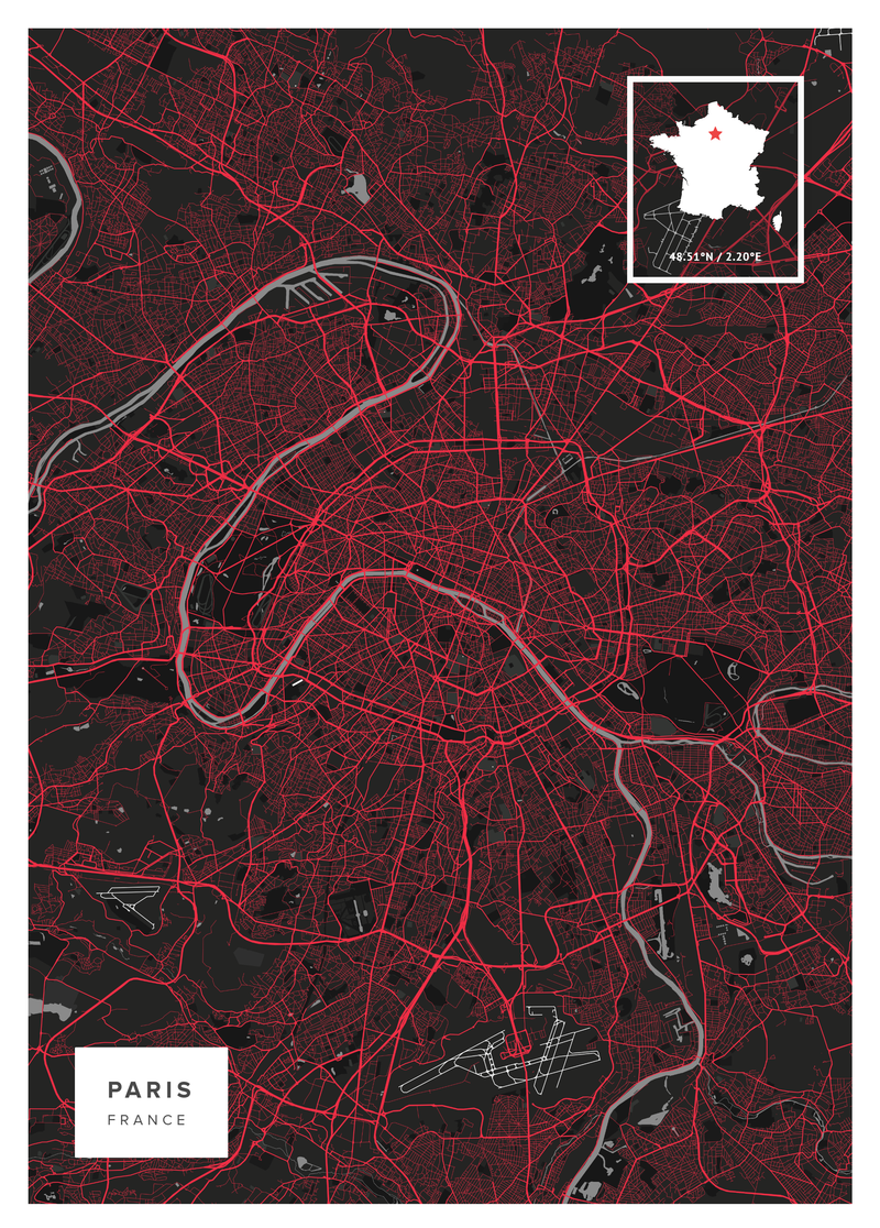 Paris Map Print