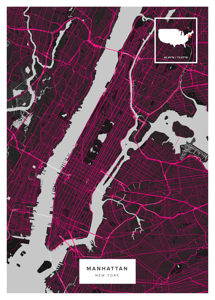 Manhattan Map Print | Maps of the World