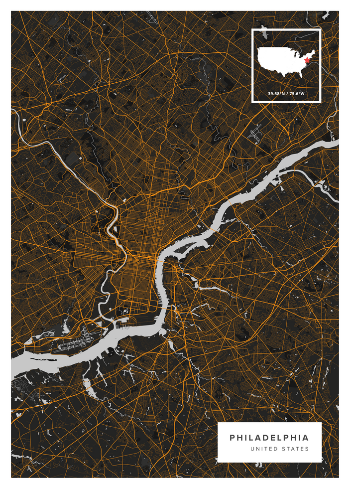 Philadelphia Map Print | Maps of the World