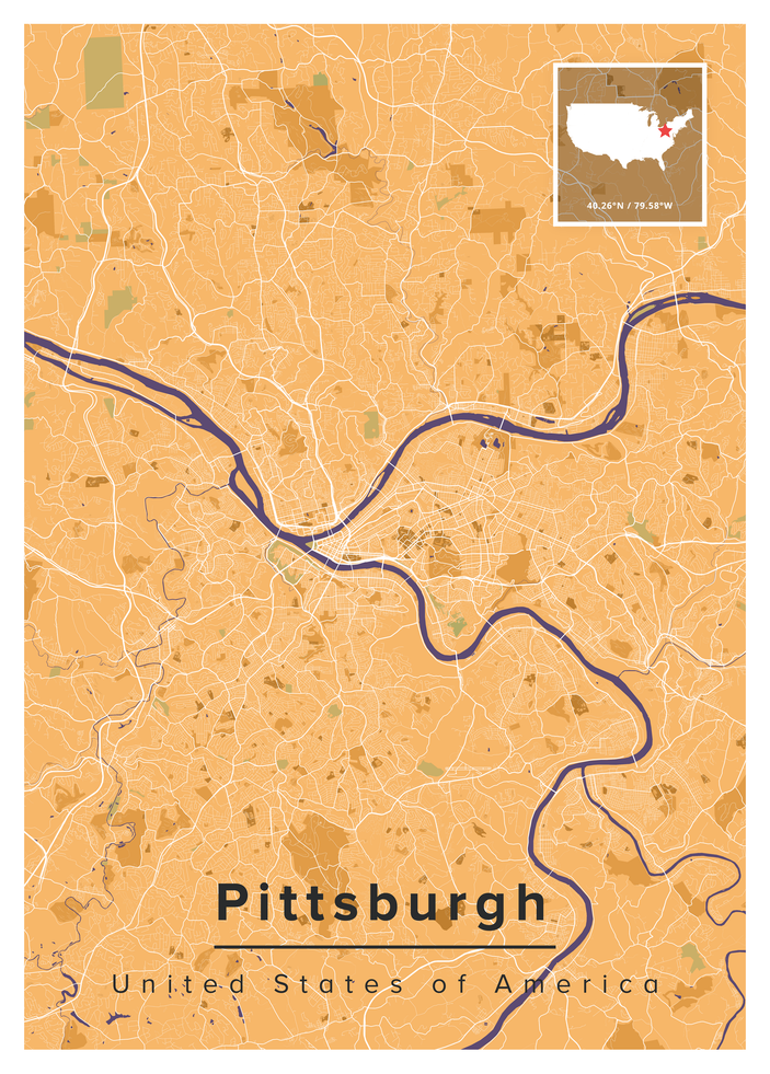 Pittsburgh Map Art | Maps of the World