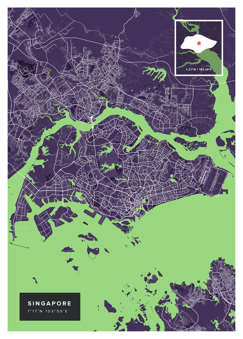 Singapore Map Print