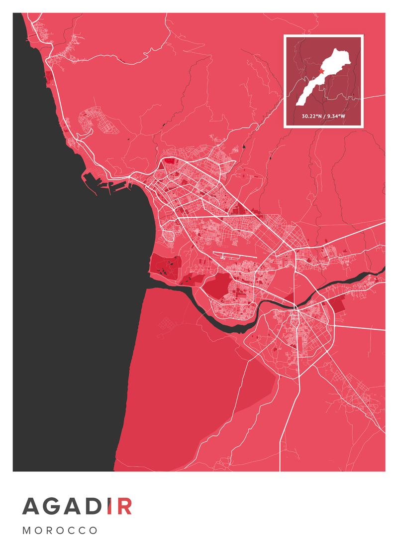 Agadir Map Poster