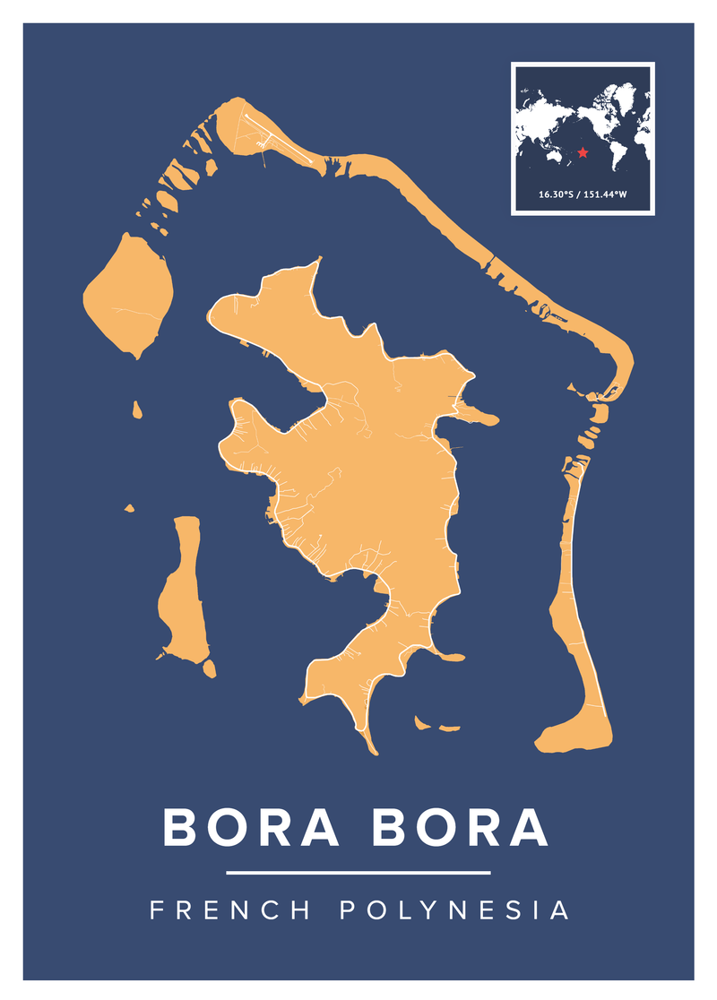 Bora Bora Map Poster
