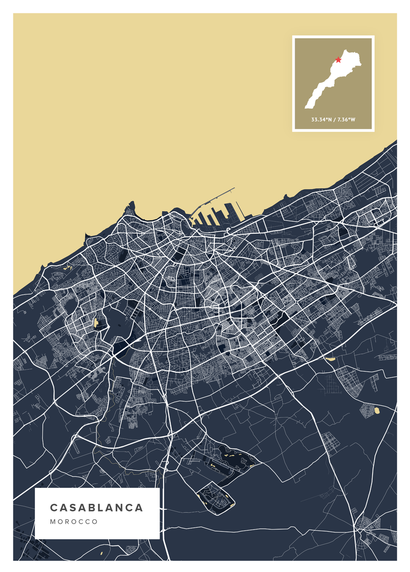 Casablanca Map Poster