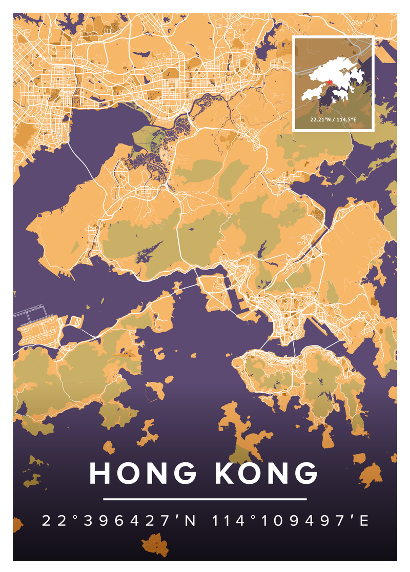 Hong Kong Map Poster