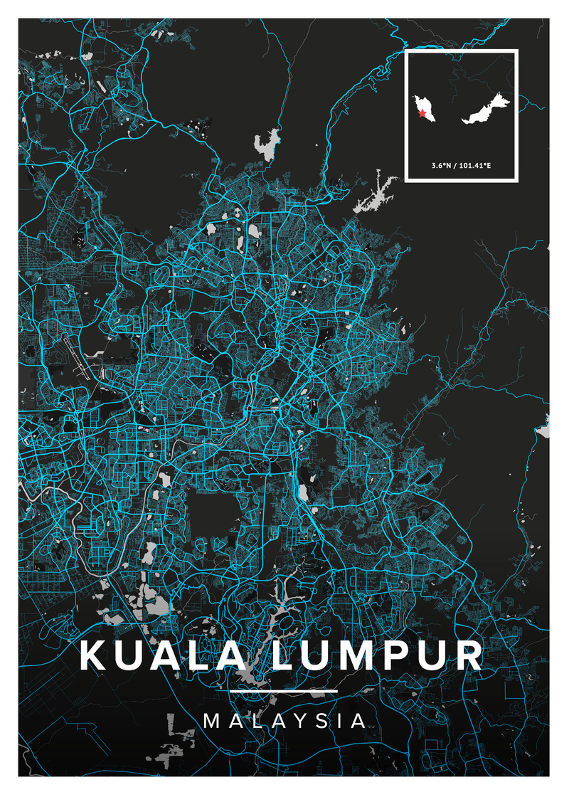 Kuala Lumpur Map Poster