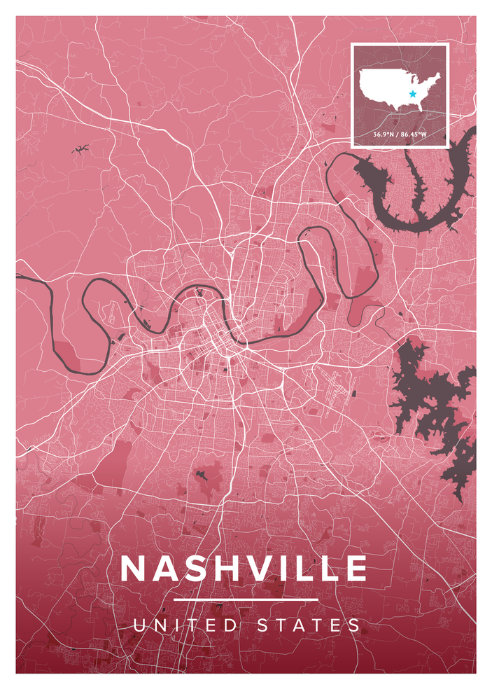 Nashville Map Print | Maps of the World