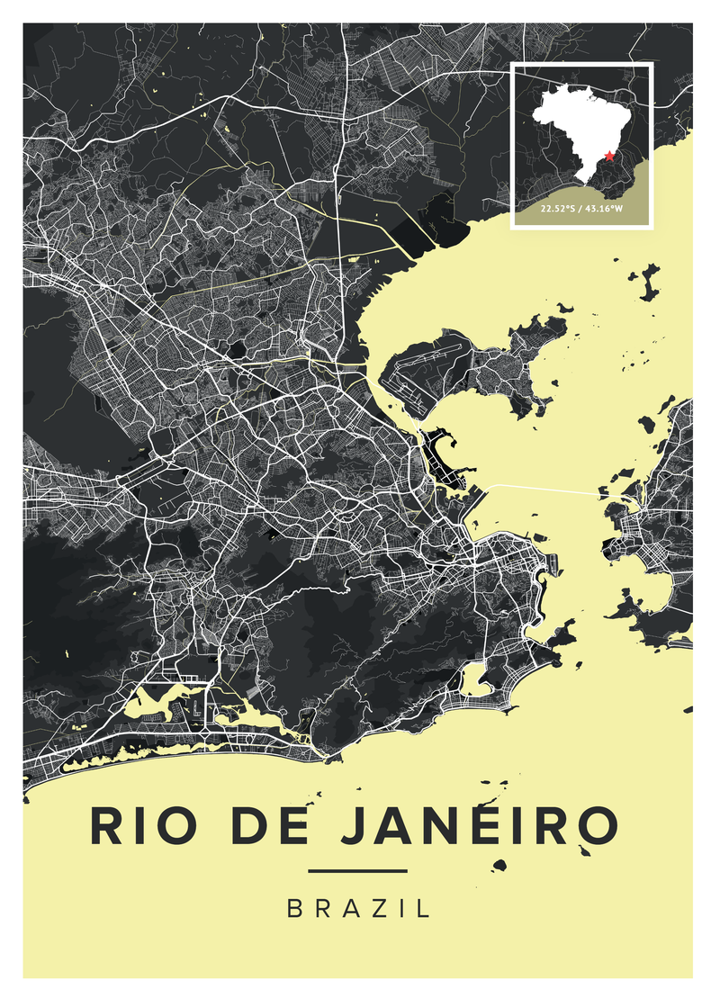 Rio de Janeiro Map Poster