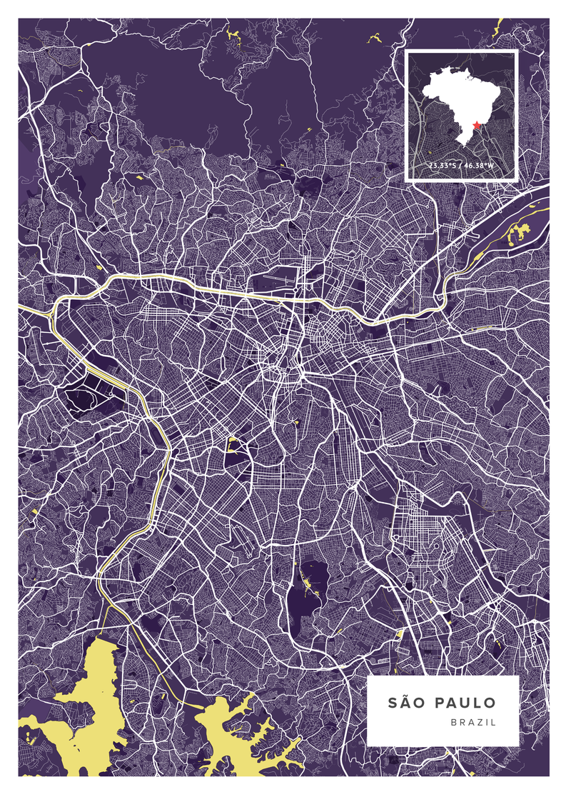 São Paulo Map Poster